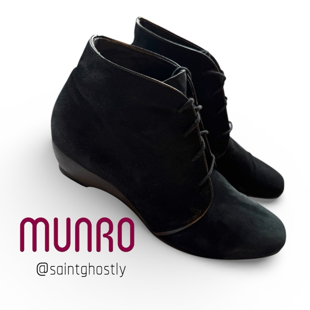 Munro Black Women's Ankle Wedge Boots 7.5 Goth Y2K